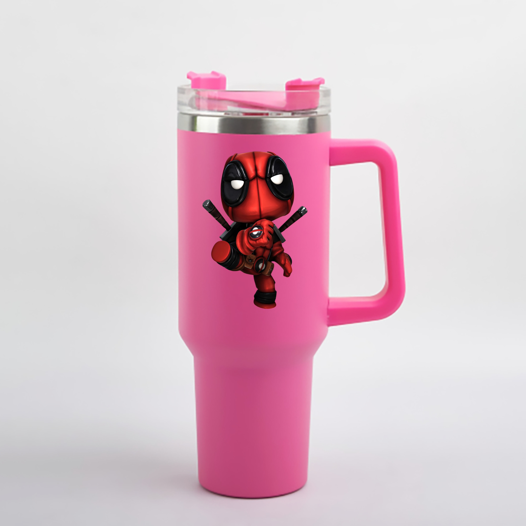 （画像用） Deadpool デッドプール 1200mL車用タンブラー - クリスタルステッカー（プラスチックストロー付き）
